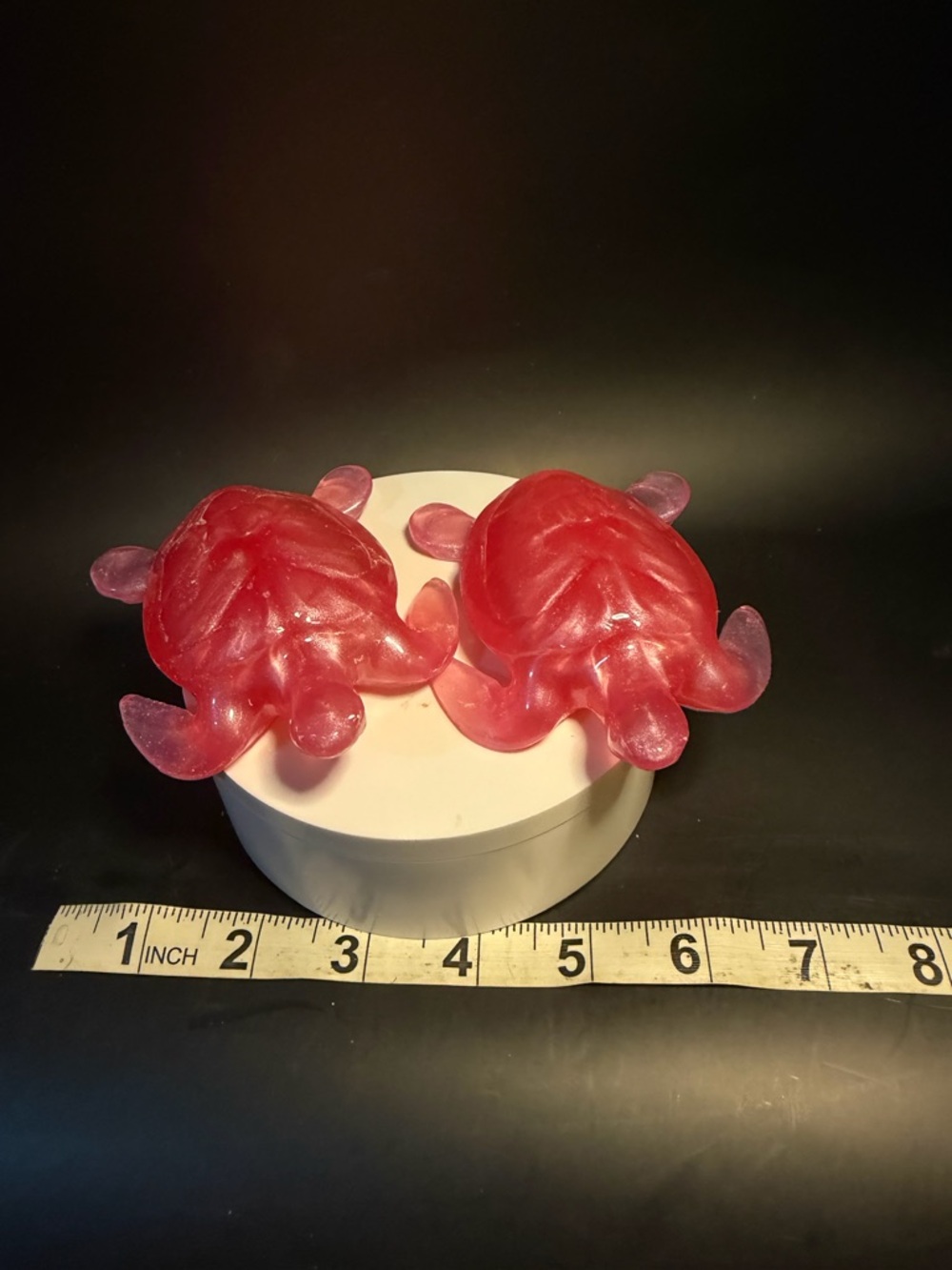 Set of Two Pink Resin Turtle Figurines